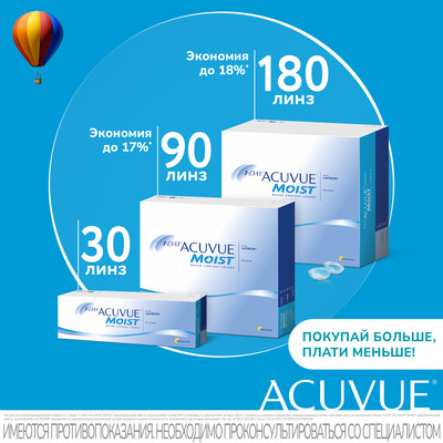 Контактные линзы 1Day Acuvue Moist (30 шт.)